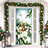 Aperturee - Silent Night Snowy House Tree Christmas Door Cover
